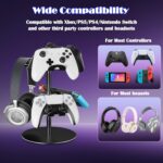 ZHGM Controller Stand 2 Tiers, Universal Gaming Headphone Stand Compatible with Xbox PS5 PS4 Nintendo Switch Pro, Aluminum Headset Holder Organizer Rack, Desktop Gamepads Holder, Black - Image 3