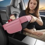5 in 1 Nappa Leather Console Armrest Cover, Pink | Built-in cup holder, tissue slot, phone holder & 2 storage pockets, practical car accessories fit SUV sedan truck - Image 9