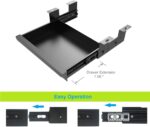 Beiyier Under Desk Sliding Drawer for Office Desk or Table, Pull-out Storage Organizer for Sit-Stand Workstation with High Crosspiece under Desktop (Black) - Image 5