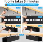 Under Desk Cable Management Tray - Under Desk Cord Management - Clamp/Screw Mount - Fabric Wire Management - Cable Raceways Tray Cord Hiders for Office/Home (Black, 35.8"×5.6") - Image 5