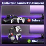 ZHGM Controller Stand 2 Tiers, Universal Gaming Headphone Stand Compatible with Xbox PS5 PS4 Nintendo Switch Pro, Aluminum Headset Holder Organizer Rack, Desktop Gamepads Holder, Black - Image 8