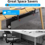Under Desk Cable Management Tray - Under Desk Cord Management - Clamp/Screw Mount - Fabric Wire Management - Cable Raceways Tray Cord Hiders for Office/Home (Black, 35.8"×5.6") - Image 7