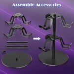 ZHGM Controller Stand 2 Tiers, Universal Gaming Headphone Stand Compatible with Xbox PS5 PS4 Nintendo Switch Pro, Aluminum Headset Holder Organizer Rack, Desktop Gamepads Holder, Black - Image 9