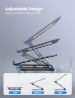 LOXP Adjustable Laptop Stand for Desk, Metal Foldable Laptop Riser Holder, Portable Ventilated Cooling Desk Book Shelf, Ergonomic Computer Notebook Stand Compatible with 10-15.6" Laptops - Image 6