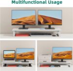 YAOHUOO Dual Monitor Stand Riser, 39Inch Large Monitor Stands for 2 Monitors, Computer Monitor Stand, Wooden Desktop Oraganizer Shelf for Office Desk Computer,Laptop,TV - Image 5