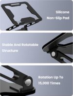 LOXP Adjustable Laptop Stand for Desk, Metal Foldable Laptop Riser Holder, Portable Ventilated Cooling Desk Book Shelf, Ergonomic Computer Notebook Stand Compatible with 10-15.6" Laptops - Image 10