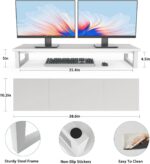 YAOHUOO Dual Monitor Stand Riser, 39Inch Large Monitor Stands for 2 Monitors, Computer Monitor Stand, Wooden Desktop Oraganizer Shelf for Office Desk Computer,Laptop,TV - Image 8