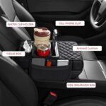5 in 1 Nappa Leather Console Armrest Cover, Black | Built-in cup holder, tissue slot, phone holder & 2 storage pockets, practical car accessories fit SUV sedan truck - Image 3