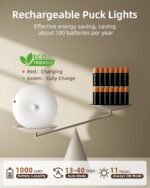 EZVALO 6-Pack RGB Under Cabinet Lights with Remote, Rechargeable Motion Sensor Puck Lights, 3 Color Temps, 12 RGB Colors, Dimmable, Magnetic Stick On Lights for Counters, Closets, Shelves - Image 7