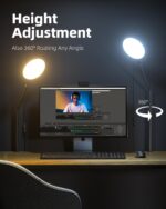 Weilisi 10.2" Desk Ring Light with Stand, 360° Rotate Desk Lamps for Home Office with C-Clamp, Flexible Height Desk Light, Adjust Arm Ring Light for Desk, Podcast, Gaming, Recording, Zoom Lighting - Image 3