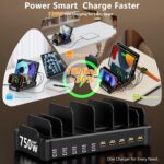 750W Charging Station for Multiple Devices, Zobirez 10-Port Fast Charger, 5 USB-C 120W Each and 5 USB-A 30W Each, Desktop Charging Hub for Laptop Phone Tablet, Black - Image 5
