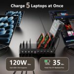750W Charging Station for Multiple Devices, Zobirez 10-Port Fast Charger, 5 USB-C 120W Each and 5 USB-A 30W Each, Desktop Charging Hub for Laptop Phone Tablet, Black - Image 6