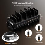750W Charging Station for Multiple Devices, Zobirez 10-Port Fast Charger, 5 USB-C 120W Each and 5 USB-A 30W Each, Desktop Charging Hub for Laptop Phone Tablet, Black - Image 7