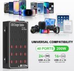 300W 60A USB Charging Station for Multiple Devices, 60 Port Fast USB Charger Block, Desktop Wall Fast Charger with Intelligent Protection, USΒ Power Strip Suitable for Home Office School - Image 5