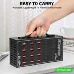 300W 60A USB Charging Station for Multiple Devices, 60 Port Fast USB Charger Block, Desktop Wall Fast Charger with Intelligent Protection, USΒ Power Strip Suitable for Home Office School - Image 8