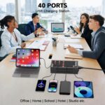 300W 60A USB Charging Station for Multiple Devices, 60 Port Fast USB Charger Block, Desktop Wall Fast Charger with Intelligent Protection, USΒ Power Strip Suitable for Home Office School - Image 9