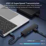 USB Hub 4 Port, VIENON USB 3.0 Hub USB Splitter for Laptop, USB Port Extender USB A Hub for PC, Desktop, Xbox, PS4, Flash Drive, Printer, Keyboard, Mouse, HDD, Plug and Play - Image 4