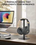 Headset Stand - Headphone Holder for Desk with Aluminum Hanger Compatible with All Over-Ear On-Ear Computer Xbox One PS5 PS4 PC Game Telephone Headsets (Black) - Image 3