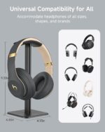 Headset Stand - Headphone Holder for Desk with Aluminum Hanger Compatible with All Over-Ear On-Ear Computer Xbox One PS5 PS4 PC Game Telephone Headsets (Black) - Image 4