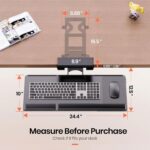 Klearlook Upgraded Ergonomic Keyboard Tray Under Desk, Adjustable Sliding Keyboard Platform Holder, Keyboard Stand with Wrist Rest & Storage Drawer for Home, Office and Gaming, 24.4"x10" - Image 3