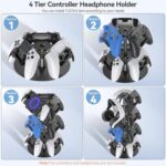 Headset Stand 4 Tiers for Desk, Rotatable Gaming Controller Stand for PS5/PS4/Xbox/Switch2/PS Portal/Phone, Universal PC Gamer Gift Accessory Controller/Headphone Holder for 12 Packs Controller - Image 3