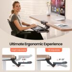 Klearlook Upgraded Ergonomic Keyboard Tray Under Desk, Adjustable Sliding Keyboard Platform Holder, Keyboard Stand with Wrist Rest & Storage Drawer for Home, Office and Gaming, 24.4"x10" - Image 5