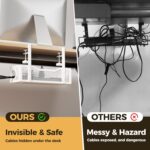 Under Desk Cable Management Tray White, Cinati Wire Organizers No Drill, Cable Tray with Clamp for Wire Management, Cord Organization Box for Office, Home - No Damage to Desk - Image 4