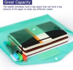 6 Pack Clear Document Folders Plastic Envelopes, A4 Size, 6 Colors | Poly Envelopes File Envelopes with Label Pocket and Snap Button, for Home Work Office Organization - Image 6