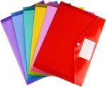 6 Pack Clear Document Folders Plastic Envelopes, A4 Size, 6 Colors | Poly Envelopes File Envelopes with Label Pocket and Snap Button, for Home Work Office Organization - Image 7