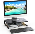 HUANUO Monitor Riser for Desk, Desk Organizer,Laptop Shelf w/Vented for Screen, Computer Stand for PC, Printer, for Home & Office - Image 8