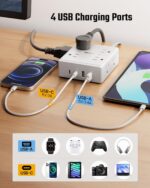 10Ft Extension Cord with Multiple Outlets, Flat Plug Surge Protector Power Strip 10 Ft Long Cord, 8 Outlets & 4 USB Ports (2 USB C), Desk Charging Station for Home Office, College Dorm Room Essentials - Image 6