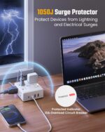 10Ft Extension Cord with Multiple Outlets, Flat Plug Surge Protector Power Strip 10 Ft Long Cord, 8 Outlets & 4 USB Ports (2 USB C), Desk Charging Station for Home Office, College Dorm Room Essentials - Image 7