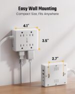 10Ft Extension Cord with Multiple Outlets, Flat Plug Surge Protector Power Strip 10 Ft Long Cord, 8 Outlets & 4 USB Ports (2 USB C), Desk Charging Station for Home Office, College Dorm Room Essentials - Image 8