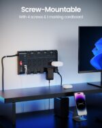 Power Strip, SUPERDANNY Surge Protector with 22 AC Outlets and 6 USB Charging Ports, 1875W/15A, 2100 Joules, 6.5Ft Flat Plug Heavy Duty Extension Cord for Home, Office, Dorm, Gaming Room, Black - Image 7