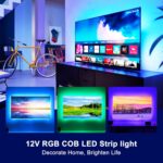 Pandery RGB COB LED Strip Light with Remote and app Control,Music Synchronized Color Change 24V RGB led Strip,6.56FT/2M,10mm Wide,Indoor RGB Lights for Bedroom,Game Room,Bar,Party - Image 4