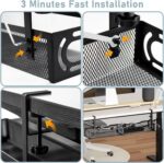 Cable Management, 25'' Cable Management Under Desk No Drill, Metal Cord Organizer with Clamp for Standing Desk, Cable Organizer for Home Office, Black - Image 9