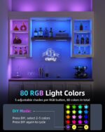 EZVALO 80RGB Color Changing Under Cabinet Lighting Wireless, 1800mAh Rechargeable Led Strip Shelf Lights, Timer & Dimmable Bar Light with Remote for Kitchen, Bedroom, Display Case, Car, 6Pack - Image 3