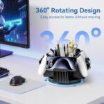 KDD Controller Organizer for Desktop - 360°Rotatable Controller Holder with Storage Box - Universal Stand for 4 Controllers, Desk Organizer for Switch Remote Control Pen Gamer Accessories - Image 3