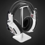 Headphone Stand Gaming Headset Holder Universal Aluminum Metal Headphone Holder Hanger with Aluminum Supporting Bar Flexible Headrest ABS Solid Base for All Headphone,White - Image 4