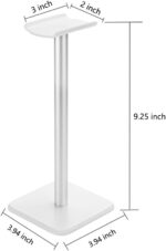 Headphone Stand Gaming Headset Holder Universal Aluminum Metal Headphone Holder Hanger with Aluminum Supporting Bar Flexible Headrest ABS Solid Base for All Headphone,White - Image 5