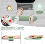 MOSISO Wrist Rest Support for Mouse Pad&Keyboard Set, Circle Curved Ergonomic Mousepad&Coaster Non-Slip Base Home/Office Pain Relief&Easy Typing Pad with Soft Cloth&Silicone Lining, Antique Green - Image 4