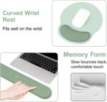 MOSISO Wrist Rest Support for Mouse Pad&Keyboard Set, Circle Curved Ergonomic Mousepad&Coaster Non-Slip Base Home/Office Pain Relief&Easy Typing Pad with Soft Cloth&Silicone Lining, Antique Green - Image 5