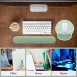 MOSISO Wrist Rest Support for Mouse Pad&Keyboard Set, Circle Curved Ergonomic Mousepad&Coaster Non-Slip Base Home/Office Pain Relief&Easy Typing Pad with Soft Cloth&Silicone Lining, Antique Green - Image 7