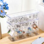 Tatuo 2 Pcs Cord Organizer for Drawer Desktop, Cable Organizer Box with 8 Compartments and Wire Ties, Plastic Charger Storage with Lid, Electronics Case for Home Office Accessories (Small,Clear) - Image 5