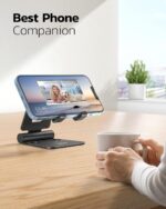 Nulaxy Dual Folding Cell Phone Stand, Fully Adjustable Foldable Desktop Phone Holder Cradle Dock Compatible with iPhone 17 16 15 14 13 12 11 Pro Max Xs Xr X 8, Nintendo Switch, All Phones - Image 7