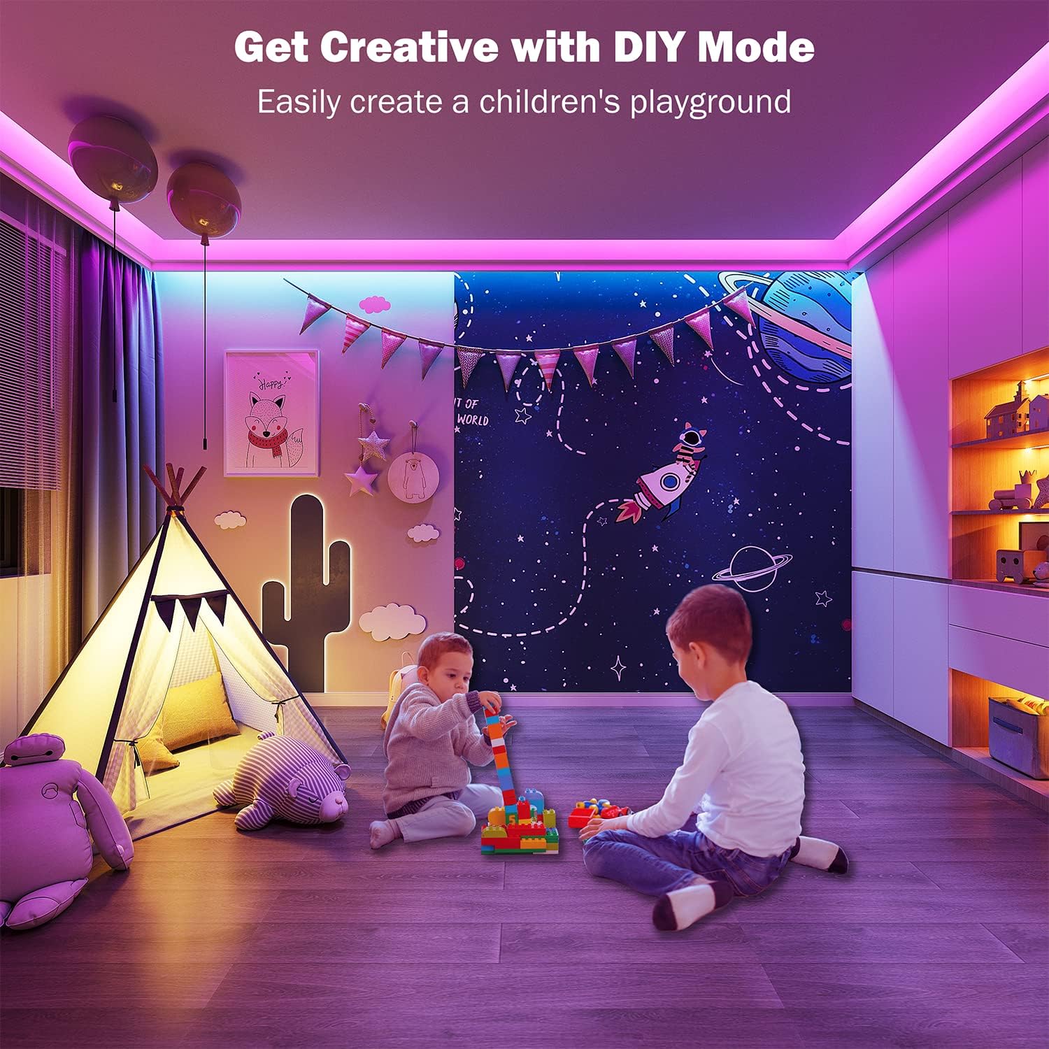 Leeleberd Led Lights for Bedroom 100 ft (2 Rolls of 50ft) Music Sync Color Changing RGB Led Strip Lights with Remote App Control Bluetooth Led Strip, Lights for Room Home Kitchen Party Decor - Image 6