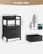 Lazzanto Night Stand Bedside Charger Bedroom - Nightstand with Charging Station & LED Light Strip, Night Stand with Storage Shelf & 2 Fabric Drawers, Morden End Table with U-S-B Ports & AC Outlets - Image 4