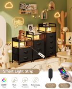 Lazzanto Night Stand Bedside Charger Bedroom - Nightstand with Charging Station & LED Light Strip, Night Stand with Storage Shelf & 2 Fabric Drawers, Morden End Table with U-S-B Ports & AC Outlets - Image 5