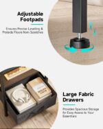 Lazzanto Night Stand Bedside Charger Bedroom - Nightstand with Charging Station & LED Light Strip, Night Stand with Storage Shelf & 2 Fabric Drawers, Morden End Table with U-S-B Ports & AC Outlets - Image 7