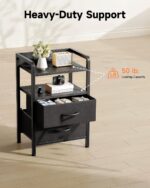Lazzanto Night Stand Bedside Charger Bedroom - Nightstand with Charging Station & LED Light Strip, Night Stand with Storage Shelf & 2 Fabric Drawers, Morden End Table with U-S-B Ports & AC Outlets - Image 8